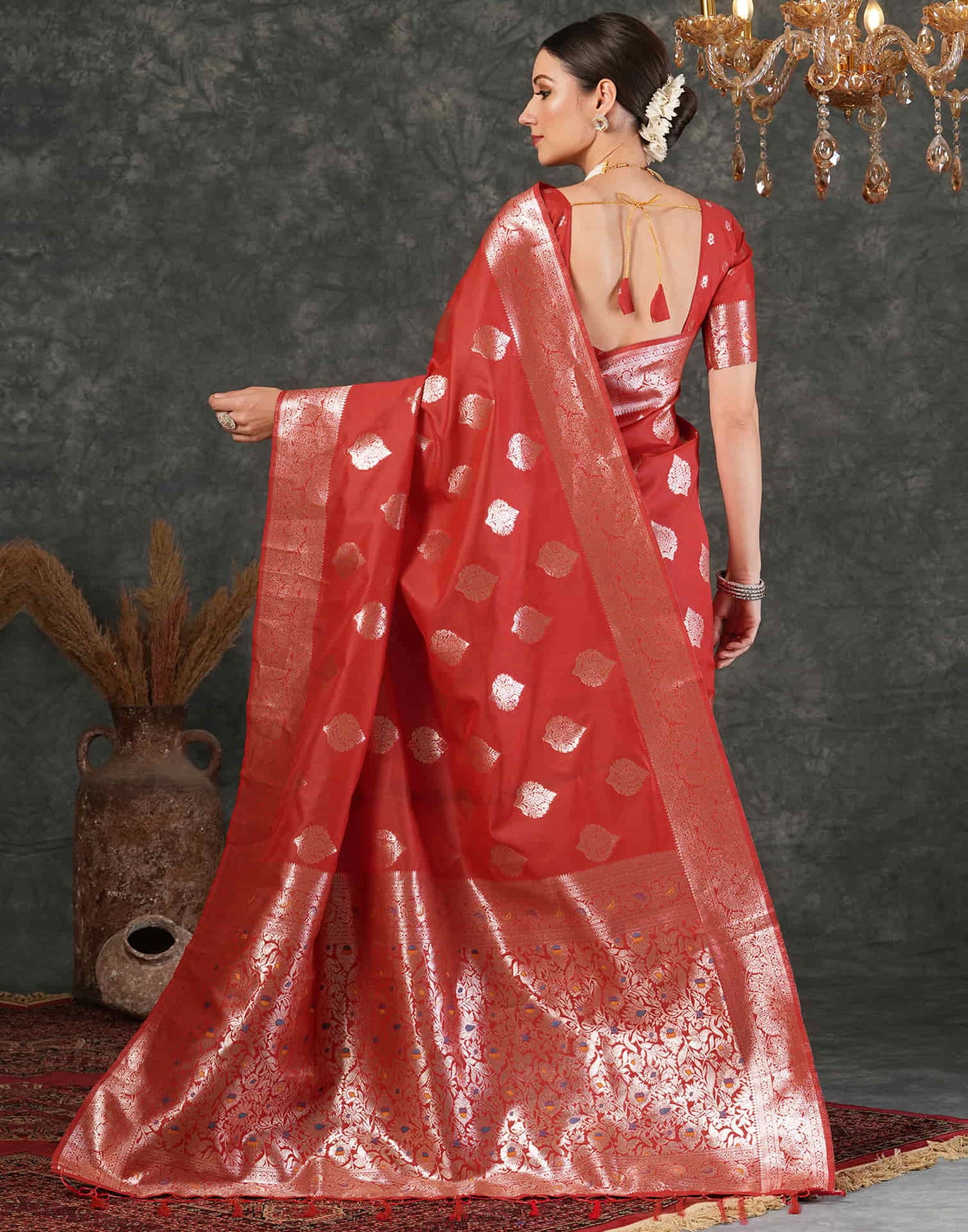 Red Silk Woven Banarasi Saree