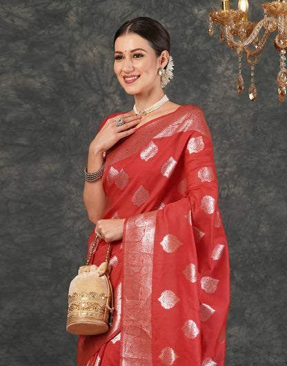 Red Silk Woven Banarasi Saree