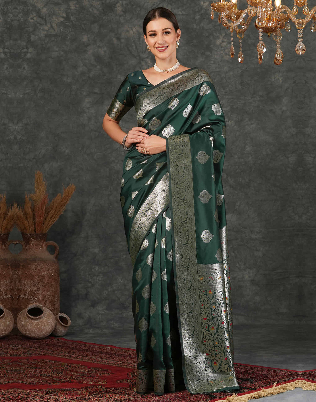 Green Silk Woven Kanjivaram Saree