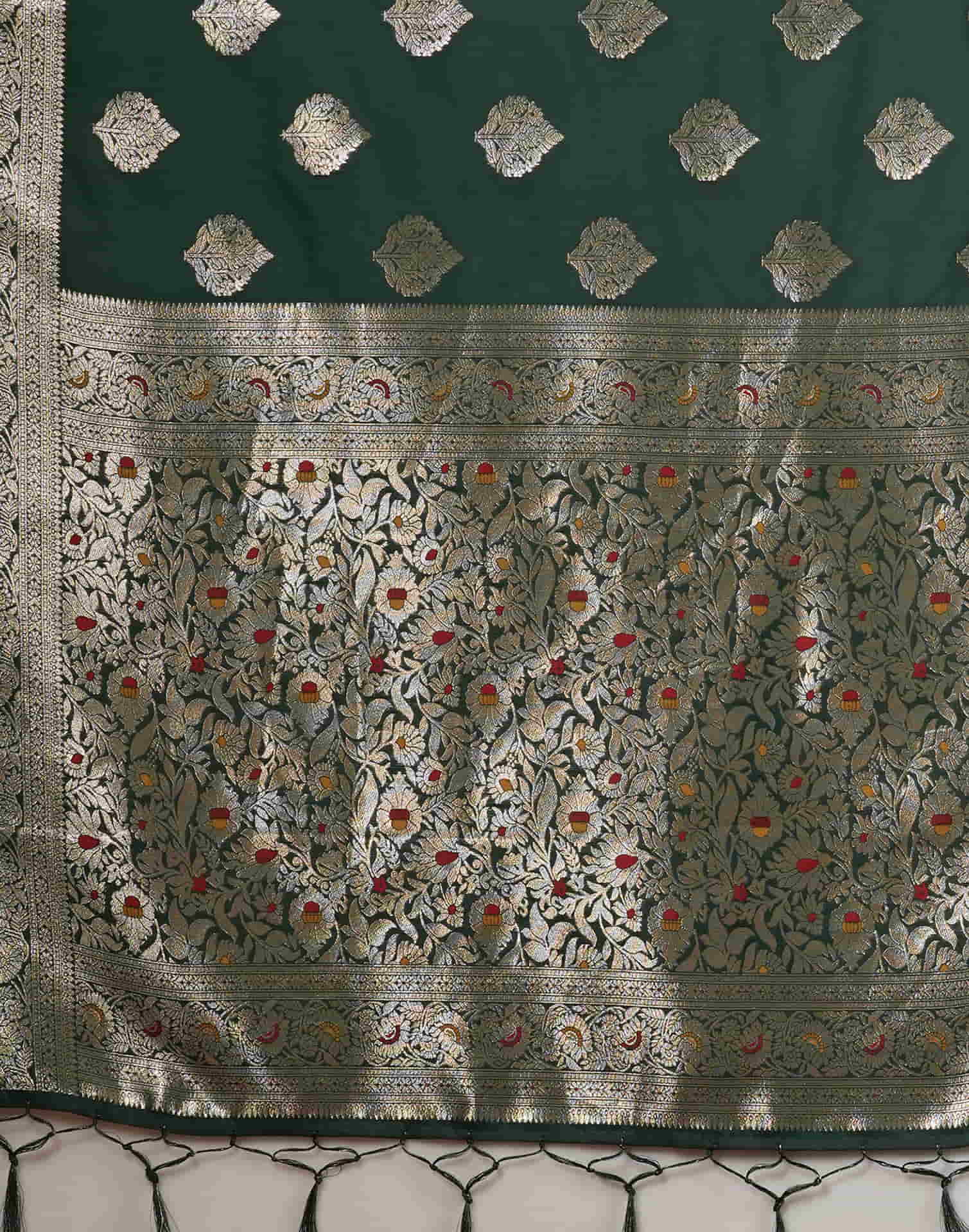 Dark Green Silk Woven Banarasi Saree