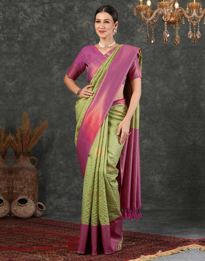 Pista Green Silk Woven Kanjivaram Saree