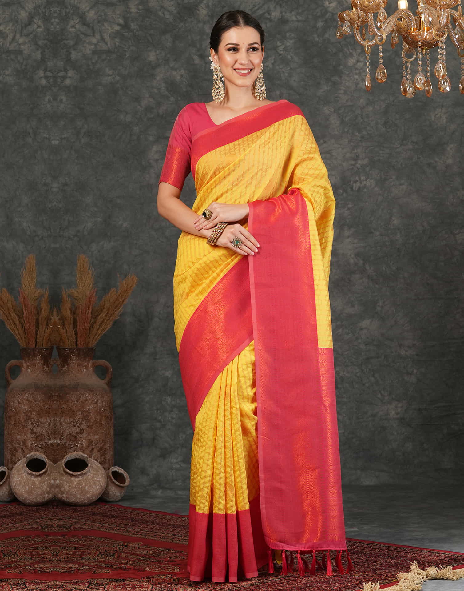 Yellow Silk Woven Kanjivaram Saree