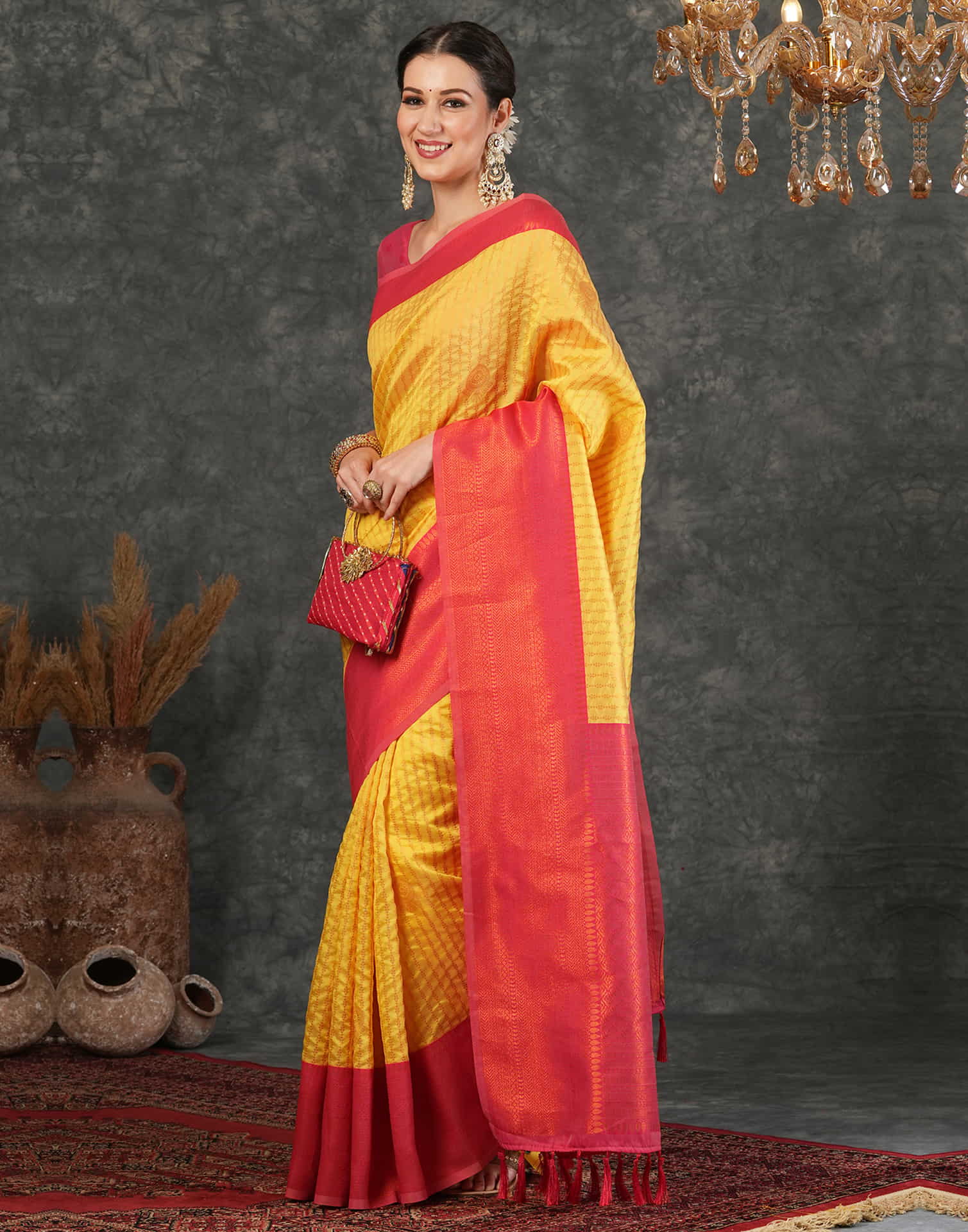 Yellow Silk Woven Kanjivaram Saree