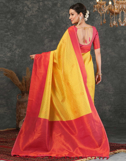 Yellow Silk Woven Kanjivaram Saree