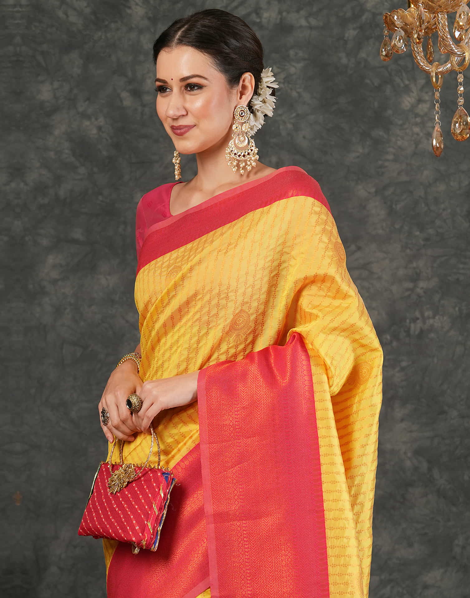 Yellow Silk Woven Kanjivaram Saree