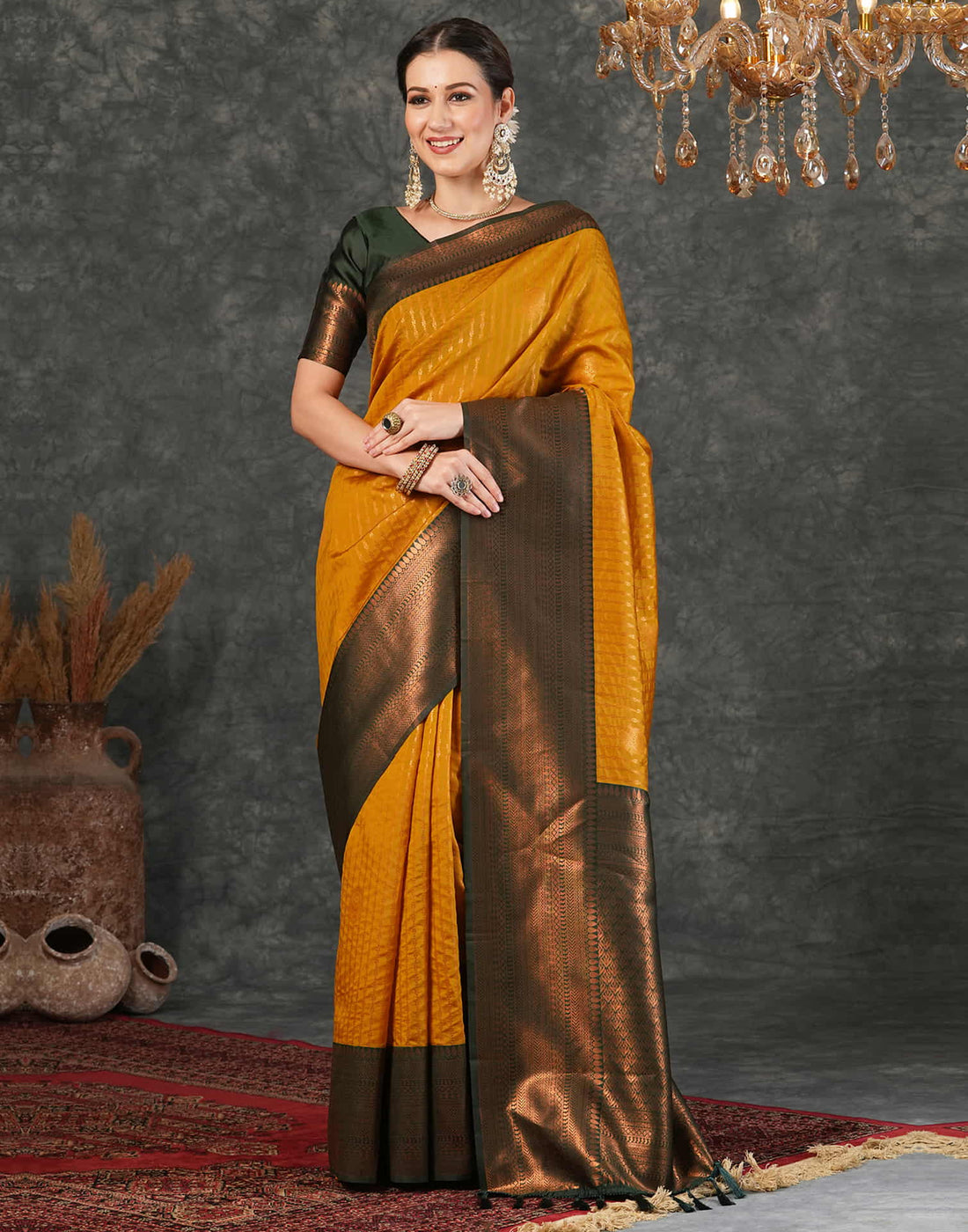 Yellow Silk Woven Kanjivaram Saree