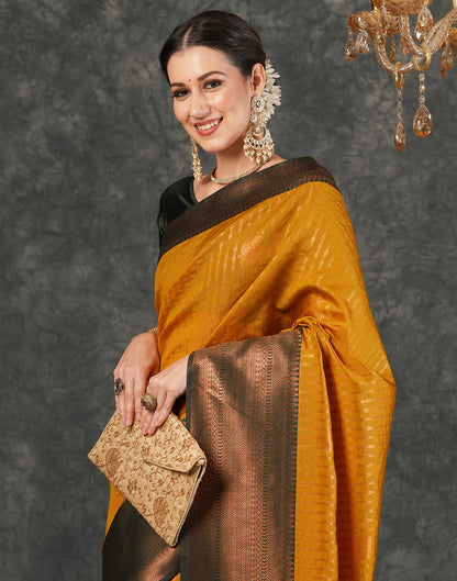 Mustard Yellow Silk Woven Kanjivaram Saree