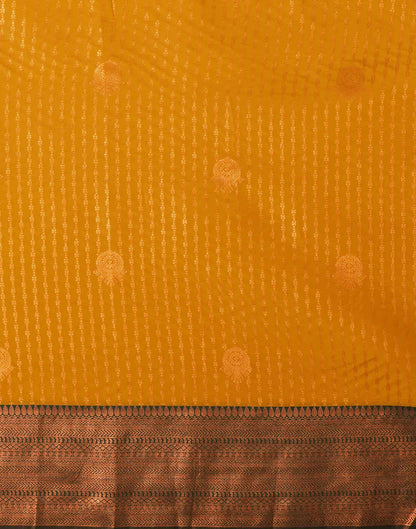 Mustard Yellow Silk Woven Kanjivaram Saree