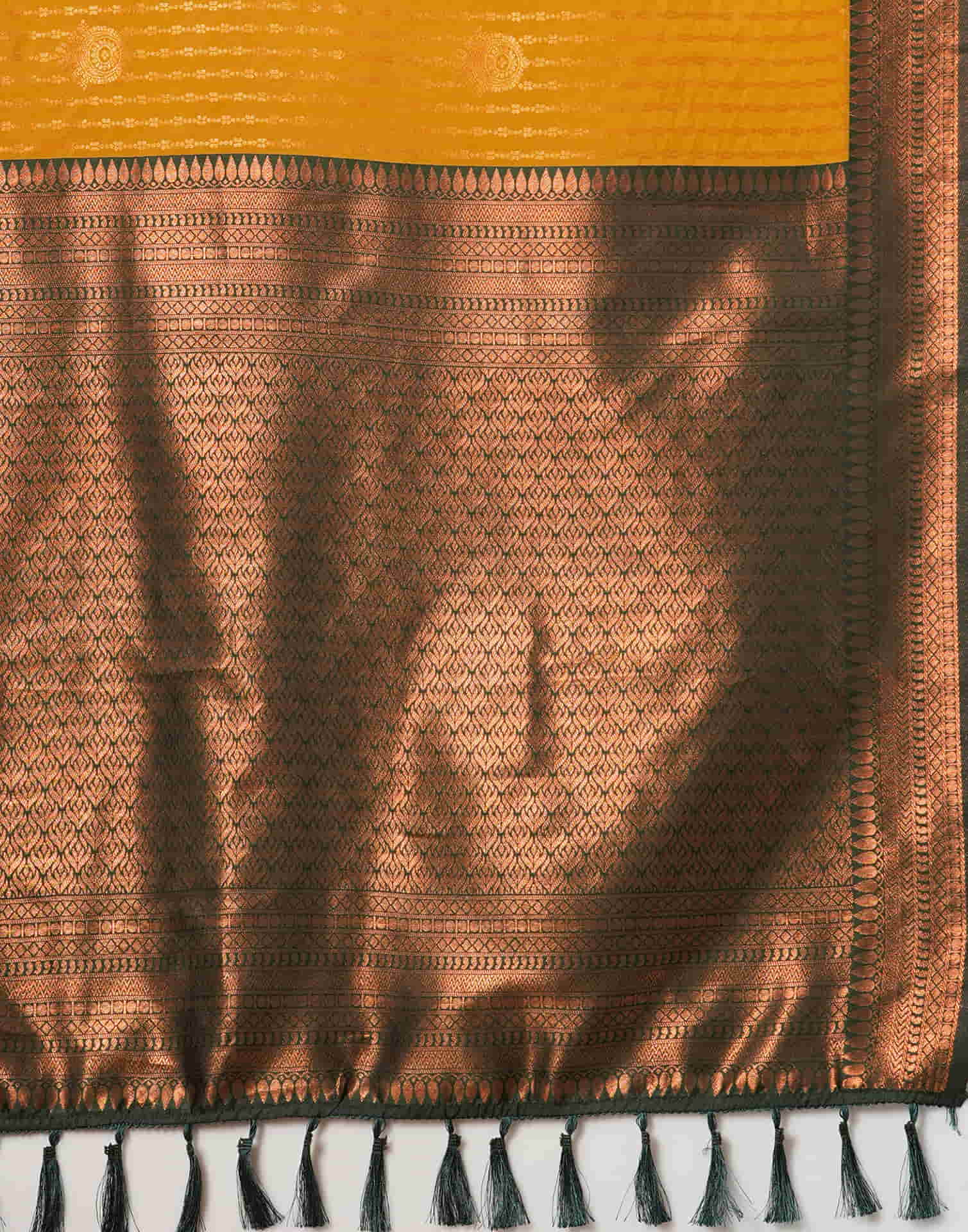 Mustard Yellow Silk Woven Kanjivaram Saree