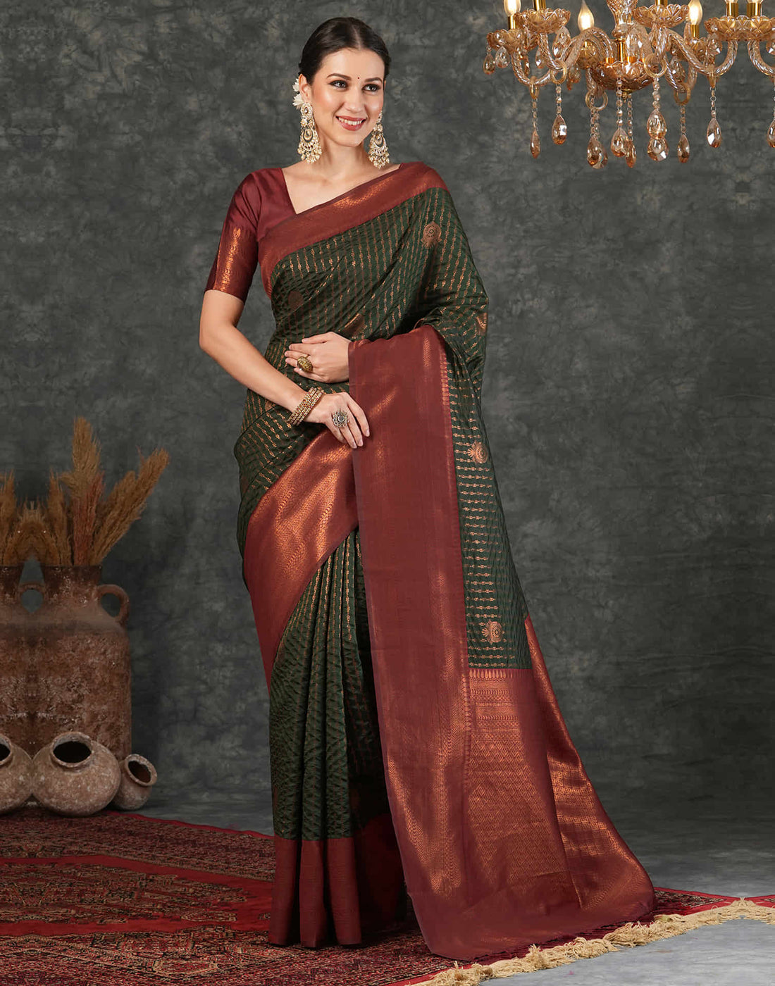 Green Silk Woven Kanjivaram Saree