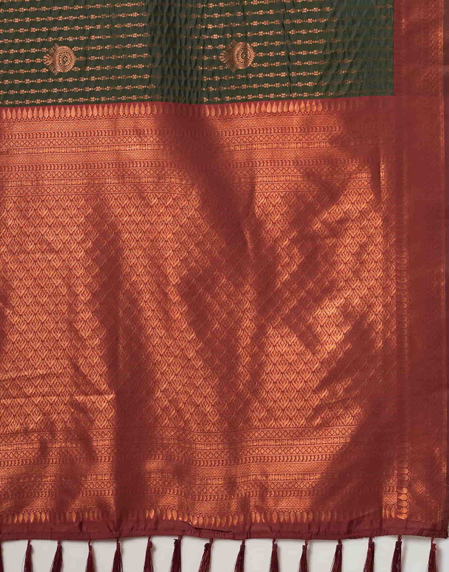 Dark Green Silk Woven Kanjivaram Saree