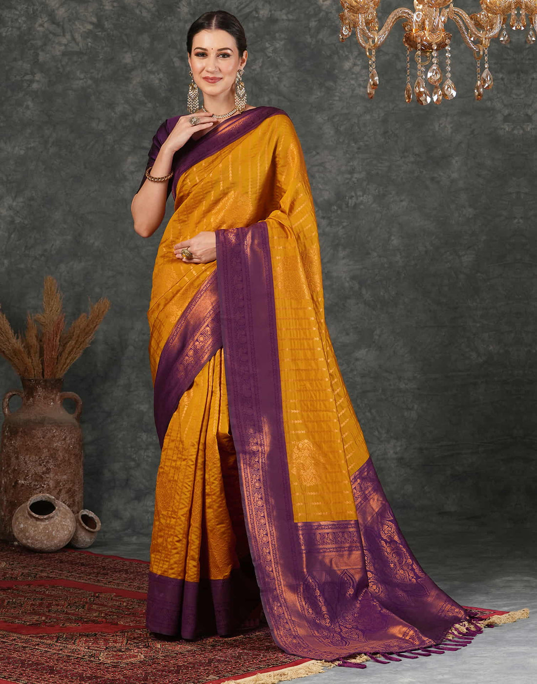 Yellow Silk Woven Kanjivaram Saree