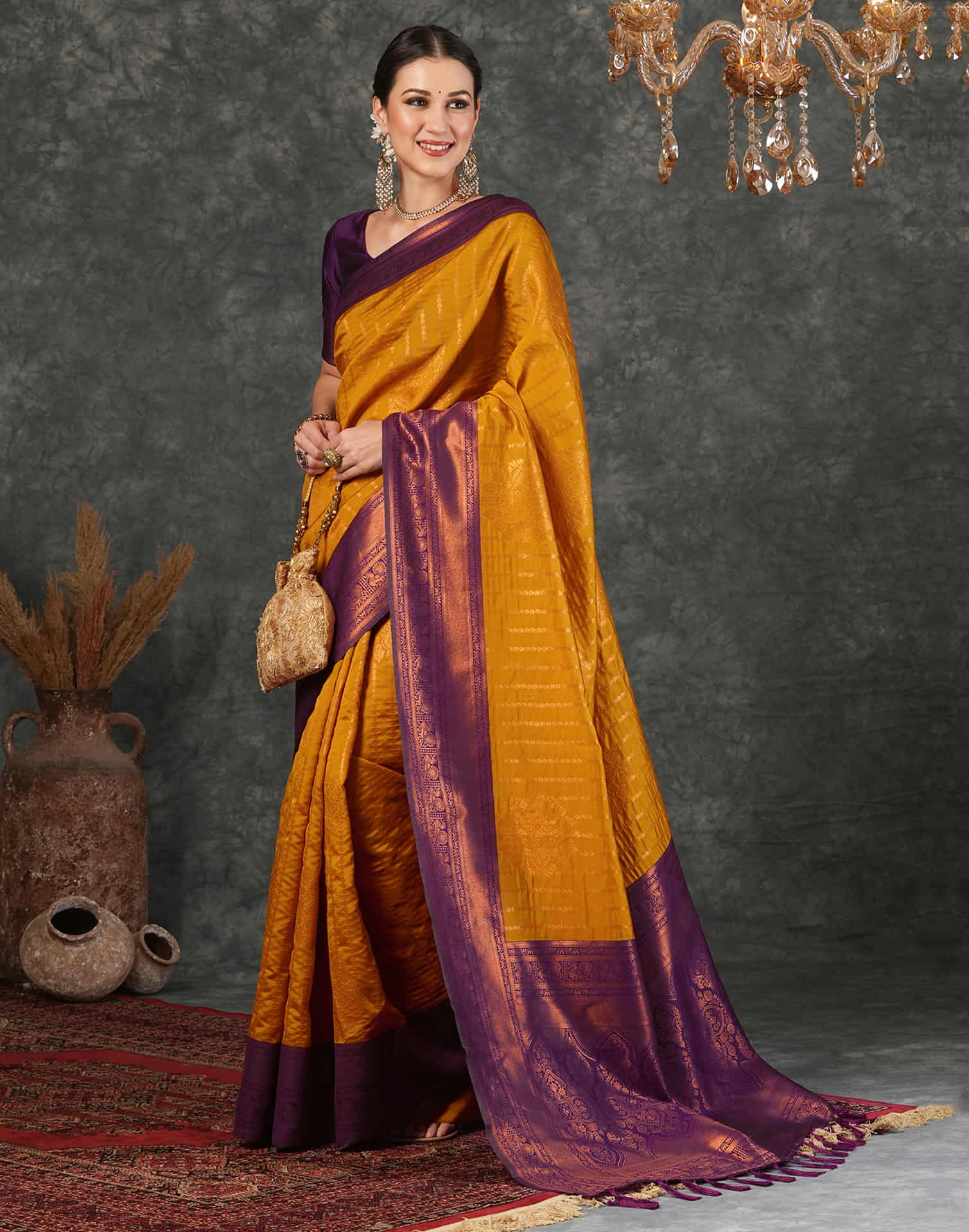 Yellow Silk Woven Kanjivaram Saree