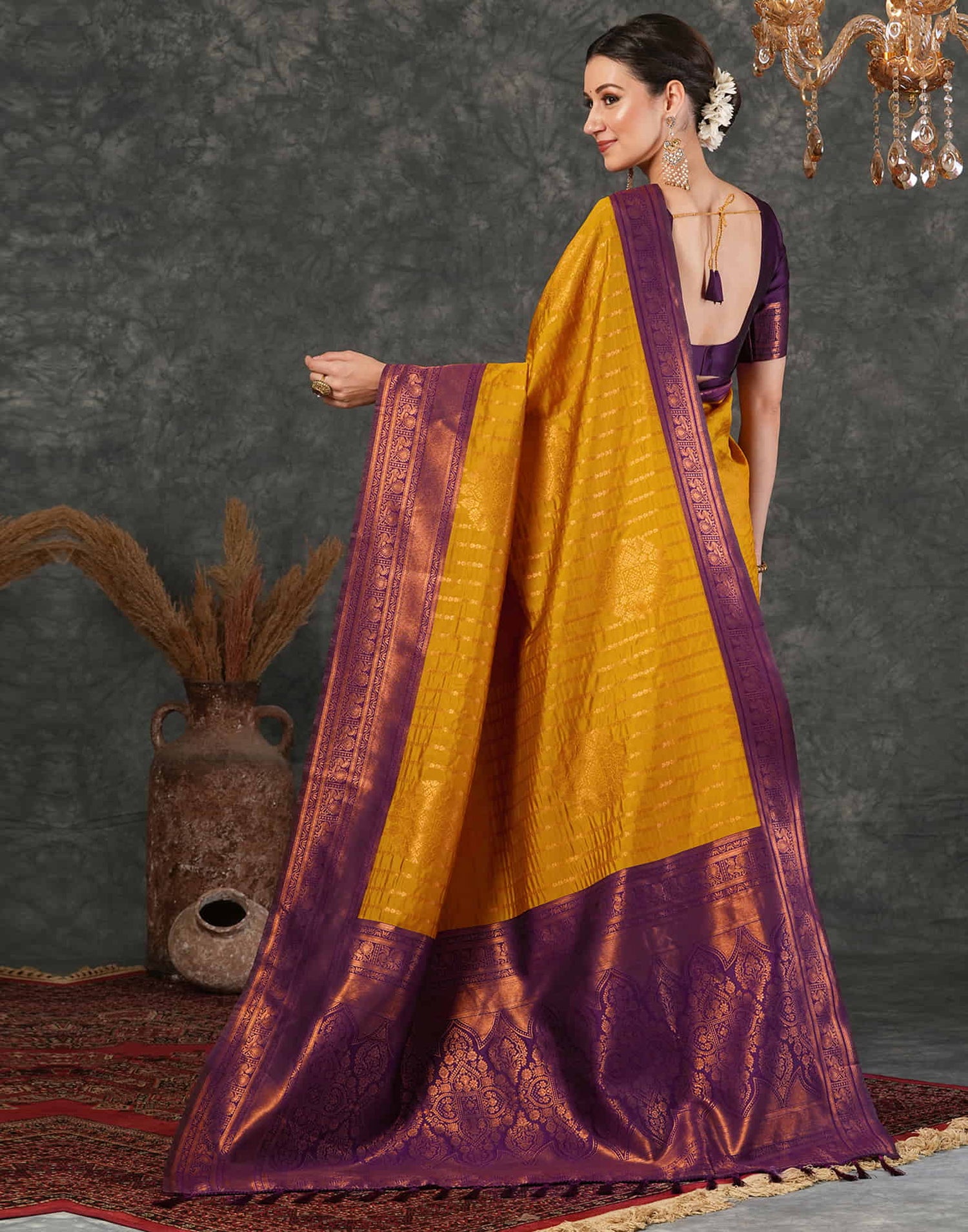 Yellow Silk Woven Kanjivaram Saree