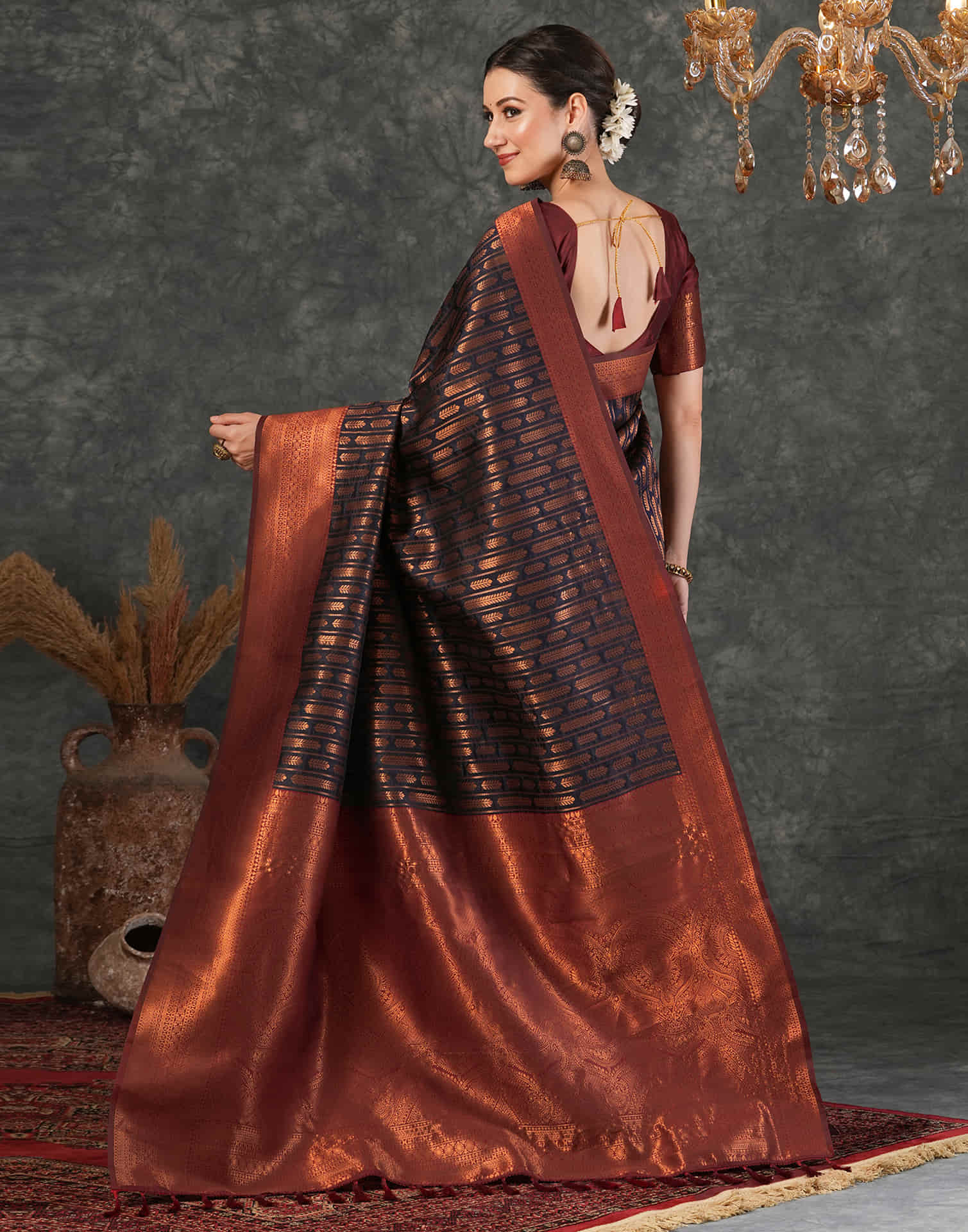 Brown Silk Woven Kanjivaram Saree