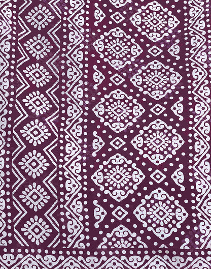 Wine Cotton Printed Saree