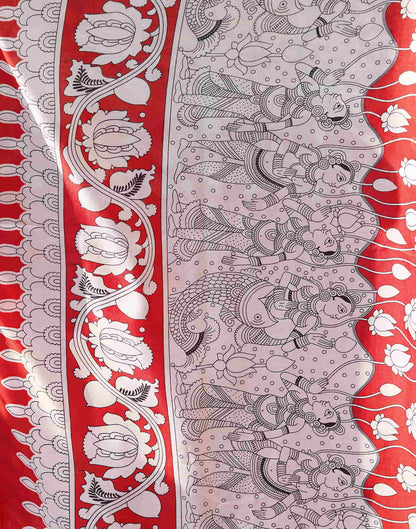 Red Cotton Printed Saree