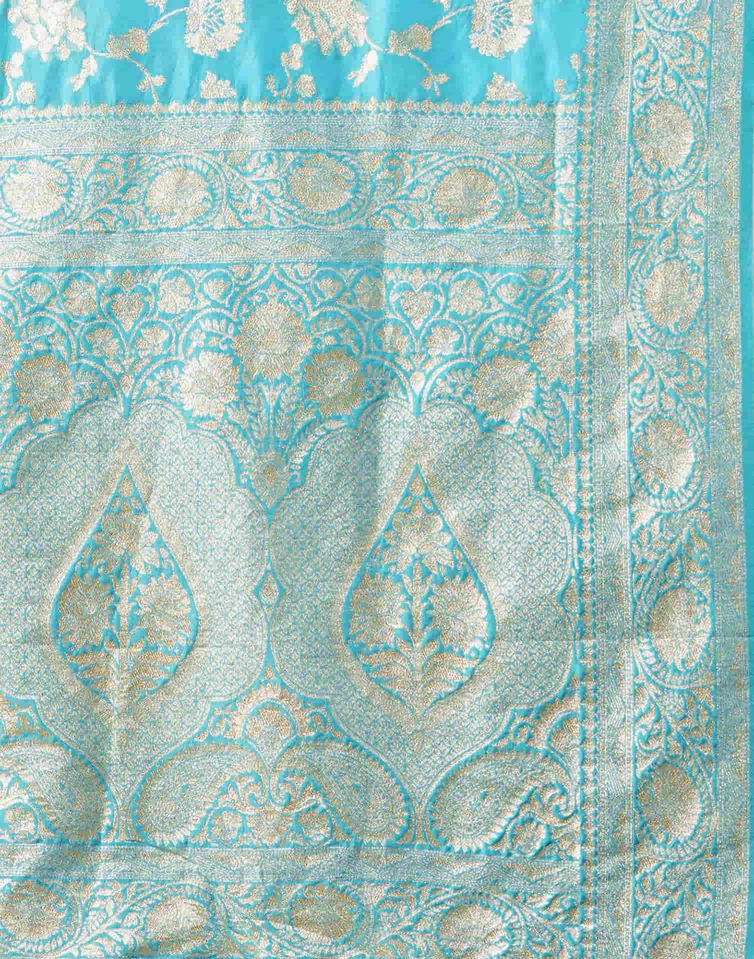 Sky Blue Silk Woven Banarasi Saree