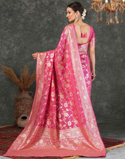 Pink Silk Woven Banarasi Saree