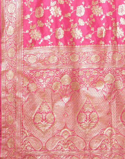 Pink Silk Woven Banarasi Saree