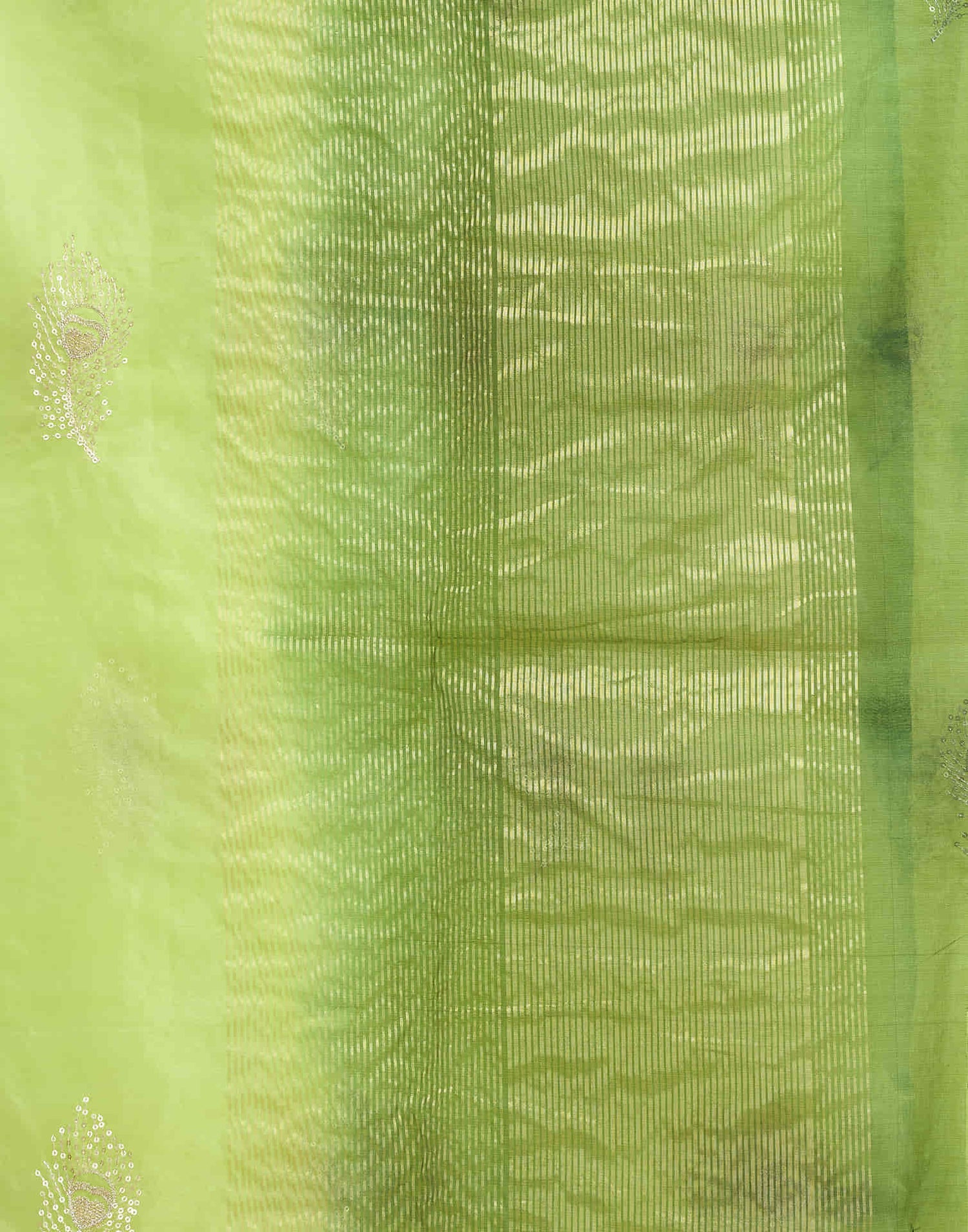 Light Pista Green Organza Sequence  Embroidery Saree