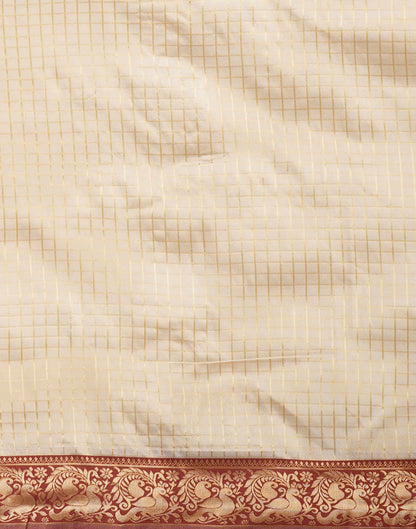 Cream Silk Weaving Kanjivaram Saree