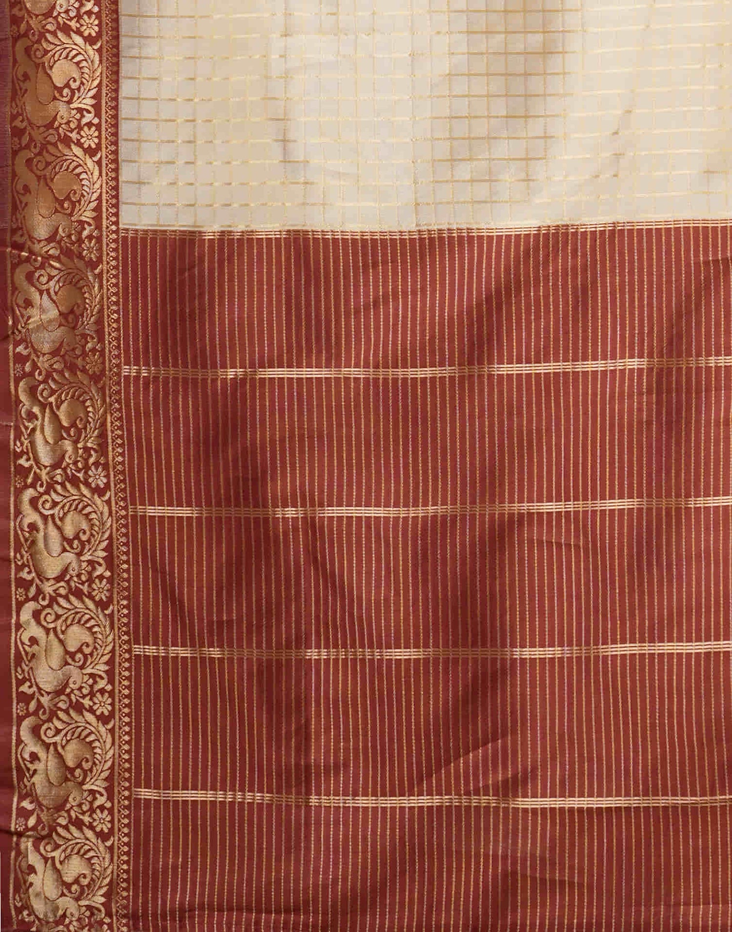 Cream Silk Weaving Kanjivaram Saree