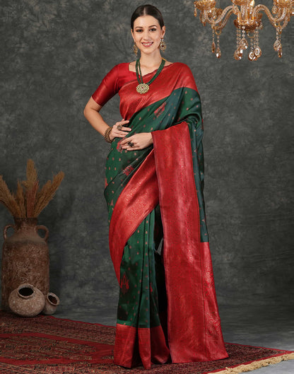 Dark Green Silk Weaving Kanjivaram Saree