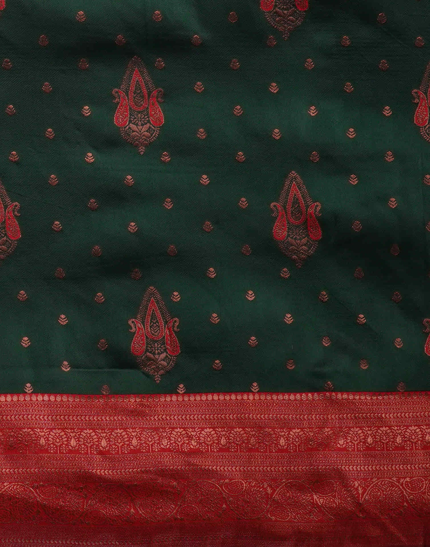 Dark Green Silk Weaving Kanjivaram Saree