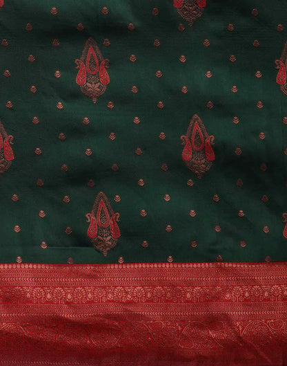 Dark Green Silk Weaving Kanjivaram Saree