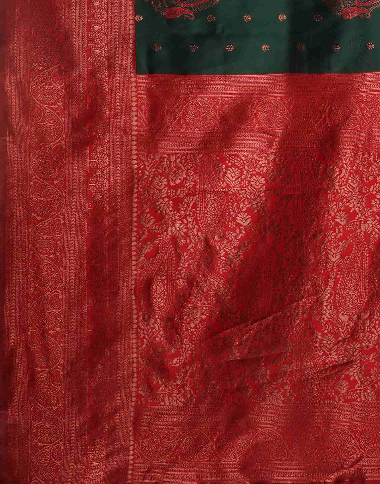 Dark Green Silk Weaving Kanjivaram Saree