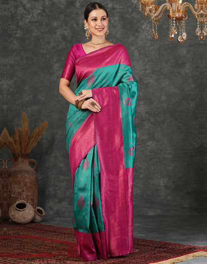 Teal Green Silk Weaving Kanjivaram Saree