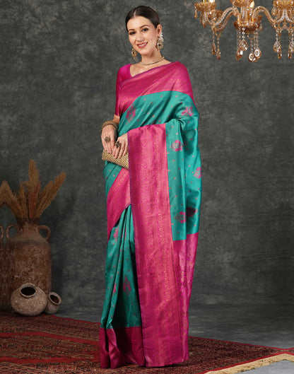 Teal Green Silk Weaving Kanjivaram Saree