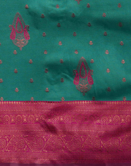 Teal Green Silk Weaving Kanjivaram Saree