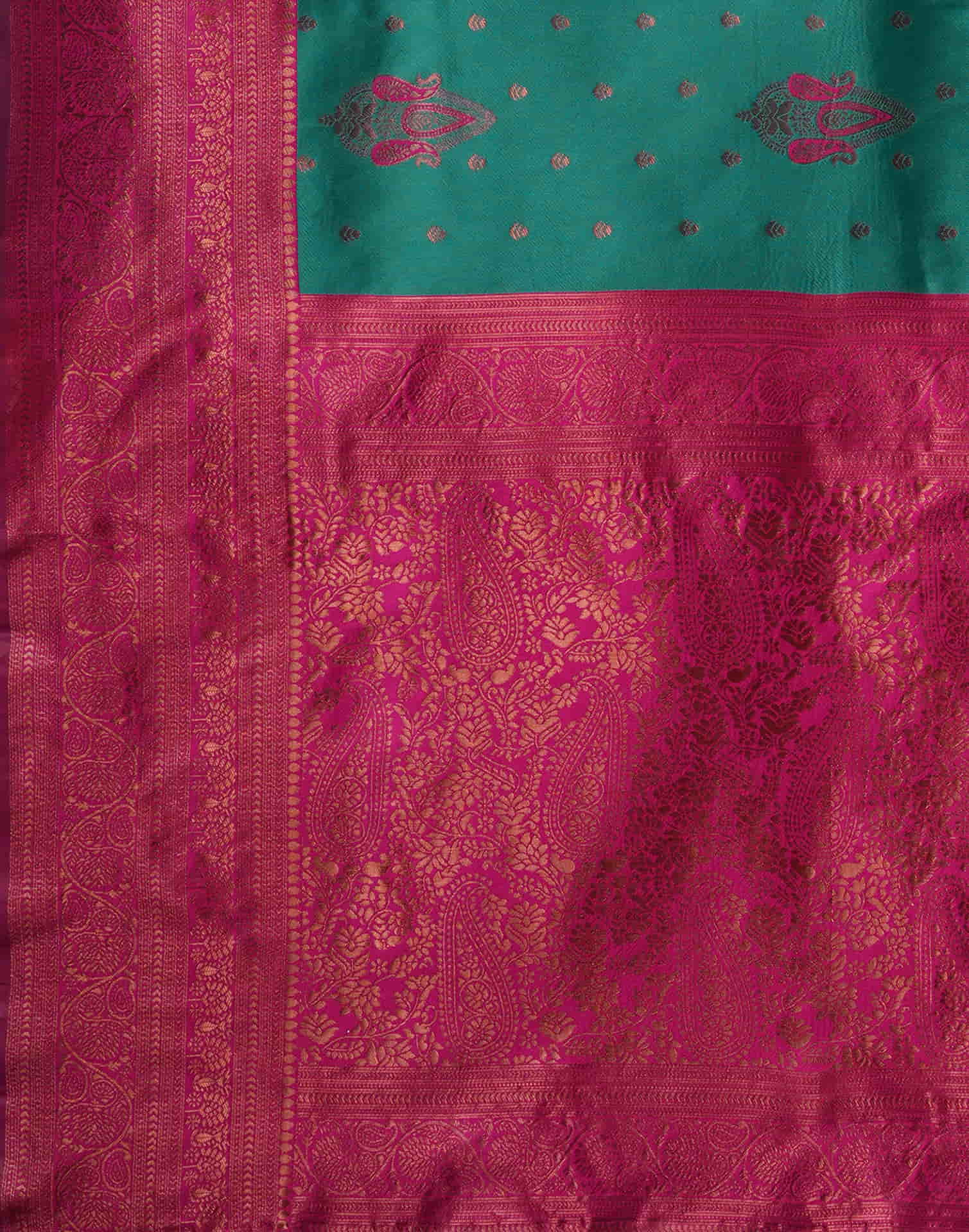 Teal Green Silk Weaving Kanjivaram Saree