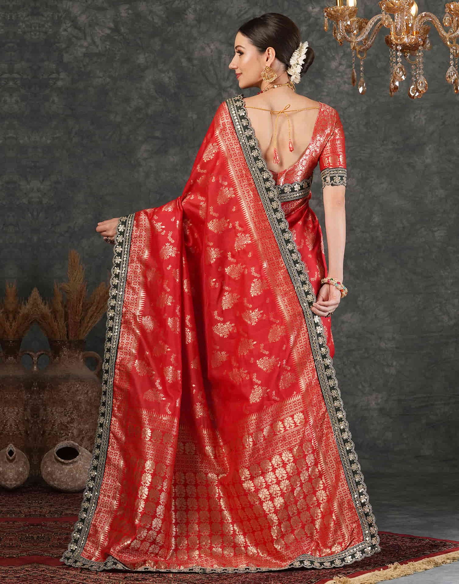 Red Silk Weaving Banarasi Saree