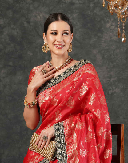 Red Silk Weaving Banarasi Saree