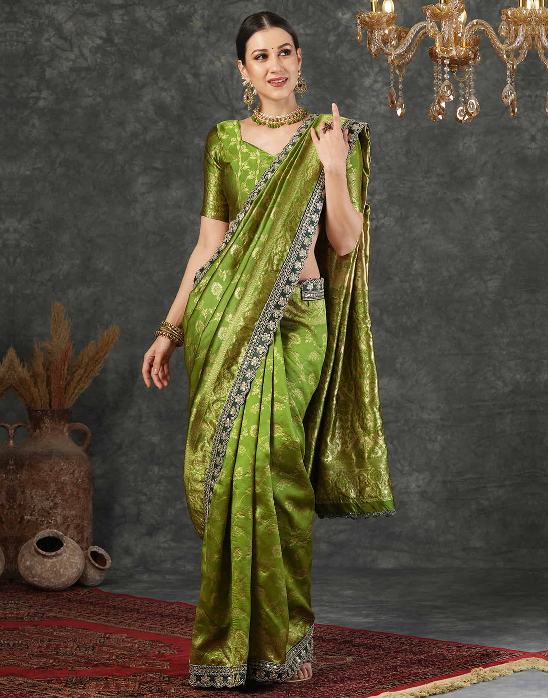 Green Silk Weaving Banarasi Saree