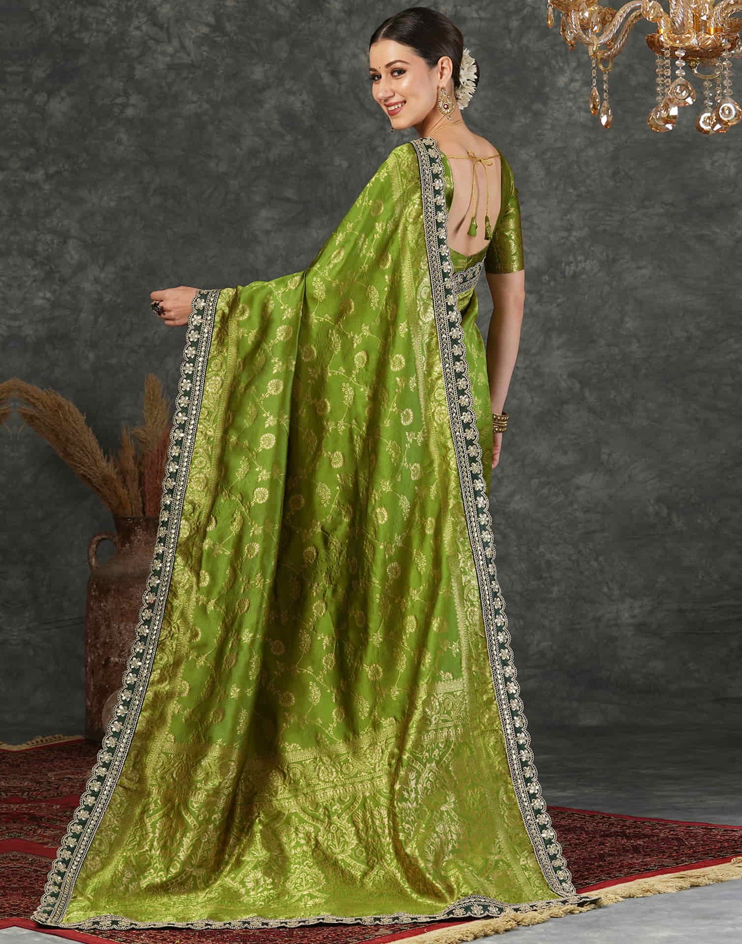 Green Silk Weaving Banarasi Saree