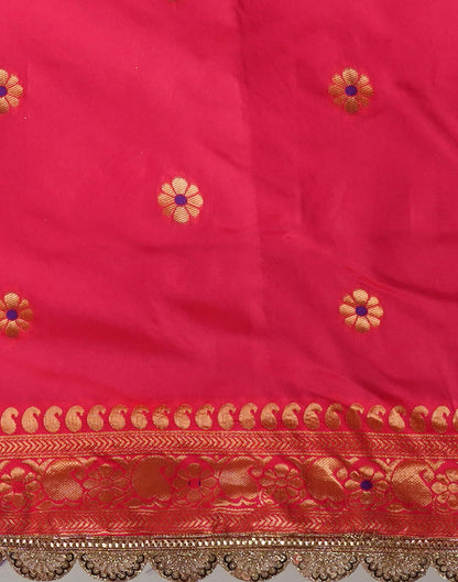 Bright Pink Silk Weaving Banarasi Saree