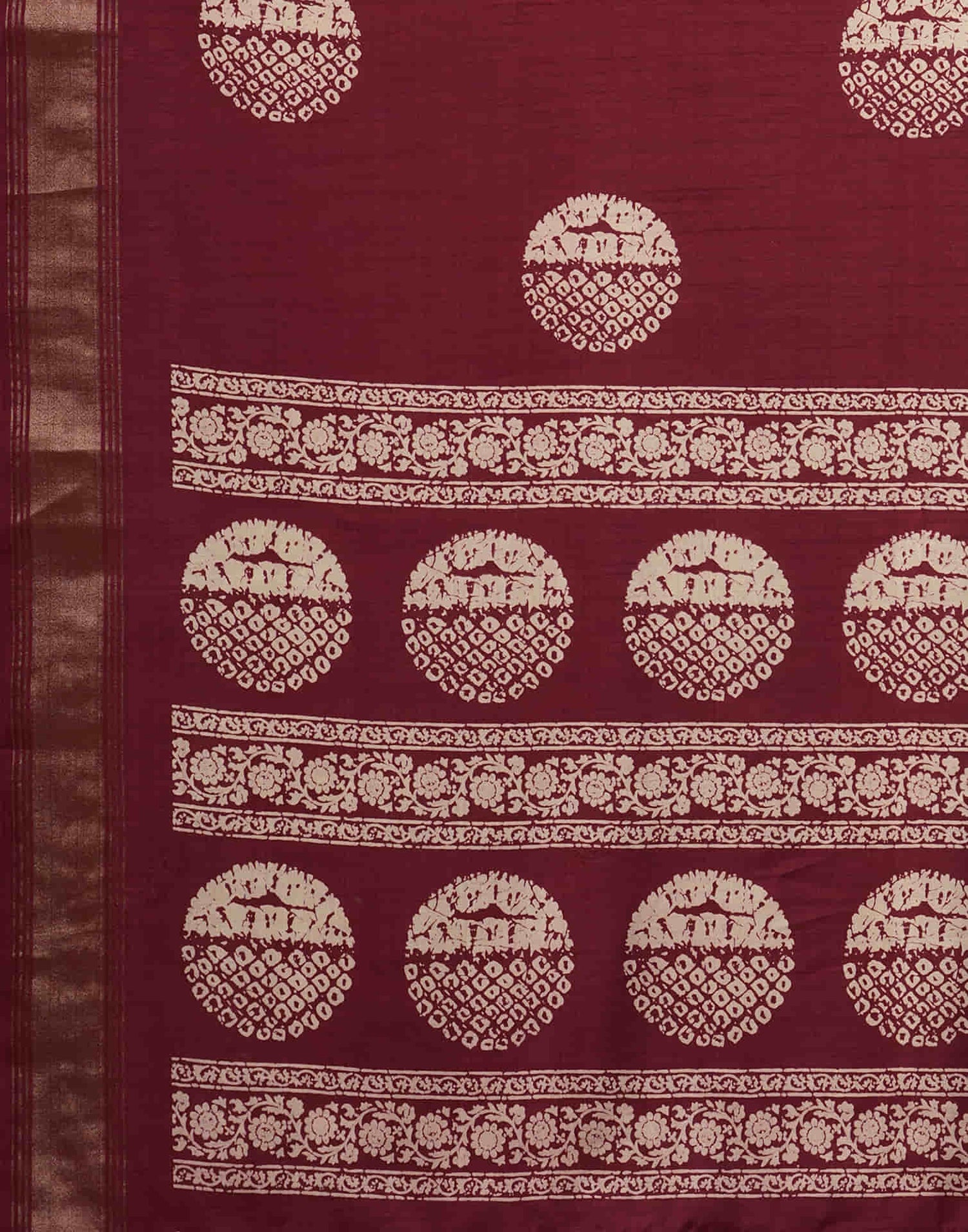 Maroon Cotton Silk Printed Printed Saree