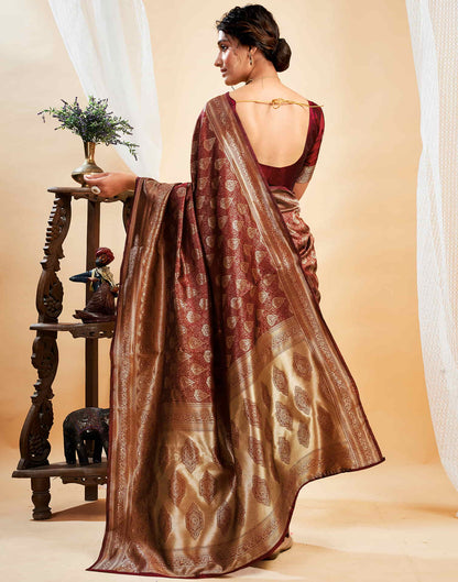 Brown Silk Woven Banarasi Saree