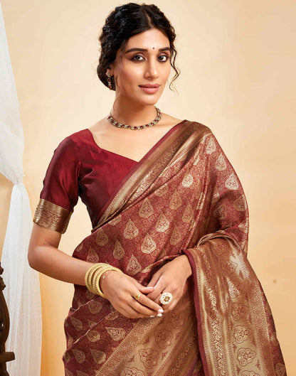 Brown Silk Woven Banarasi Saree