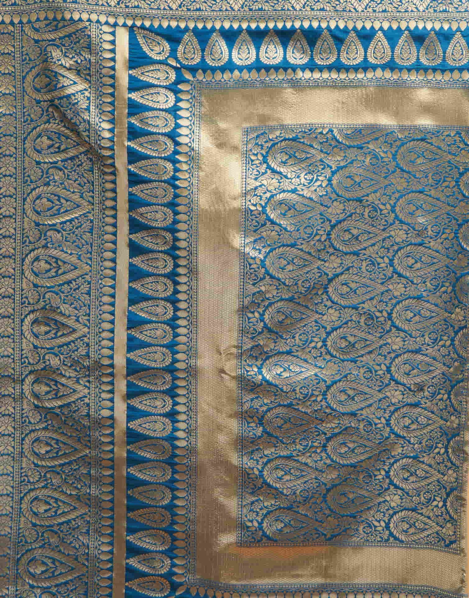 Blue Silk Blend Woven Banarasi Saree