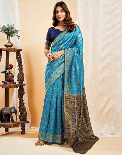 Blue Silk Woven Banarasi Saree