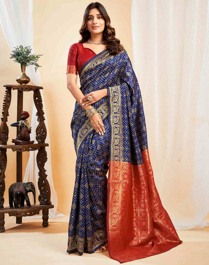 Navy Blue Silk Weaving Banarasi Saree