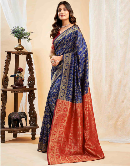 Navy Blue Silk Weaving Banarasi Saree