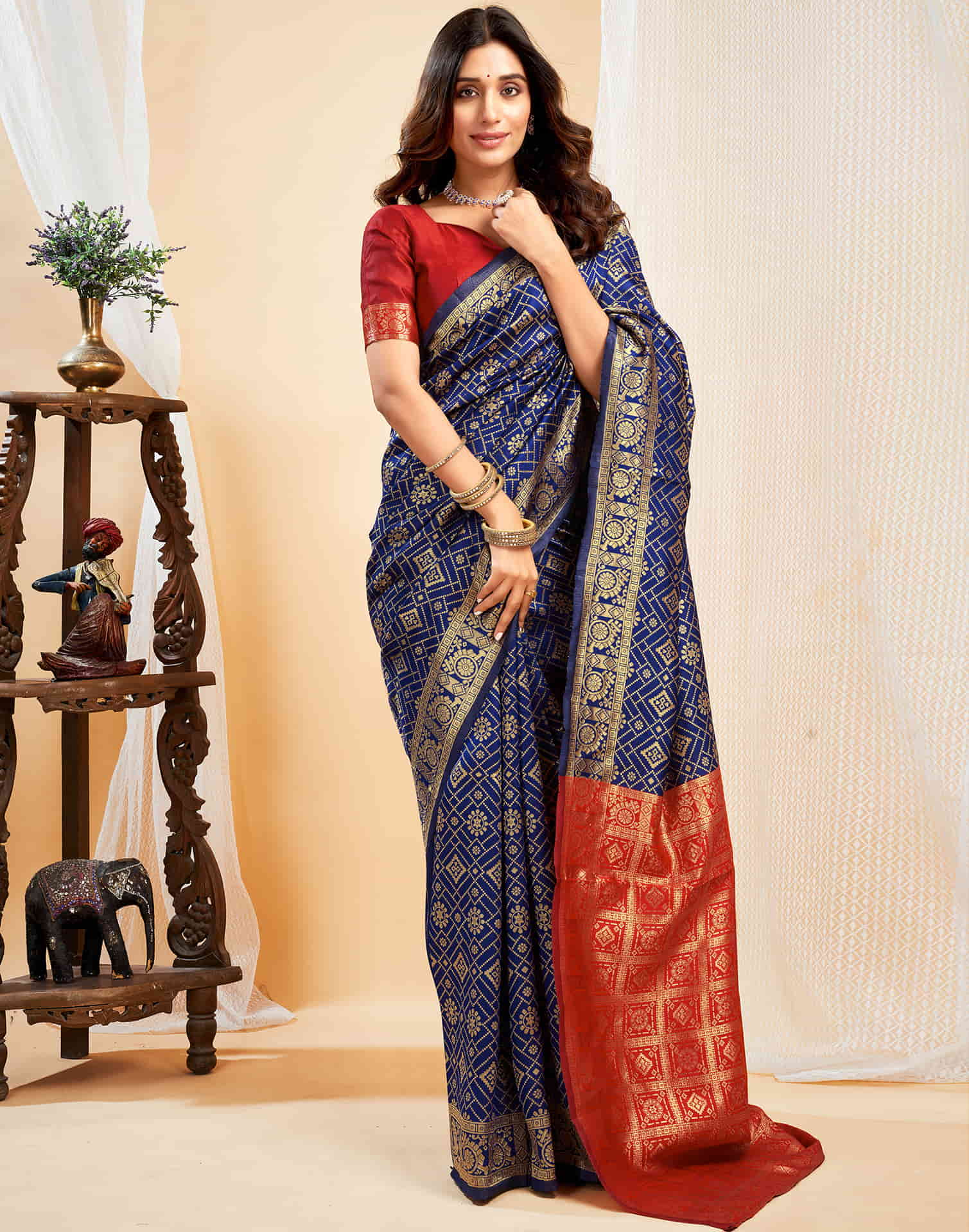 Navy Blue Silk Weaving Banarasi Saree