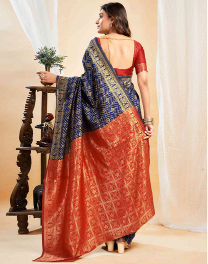 Navy Blue Silk Weaving Banarasi Saree