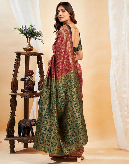 Maroon Silk Woven Banarasi Saree